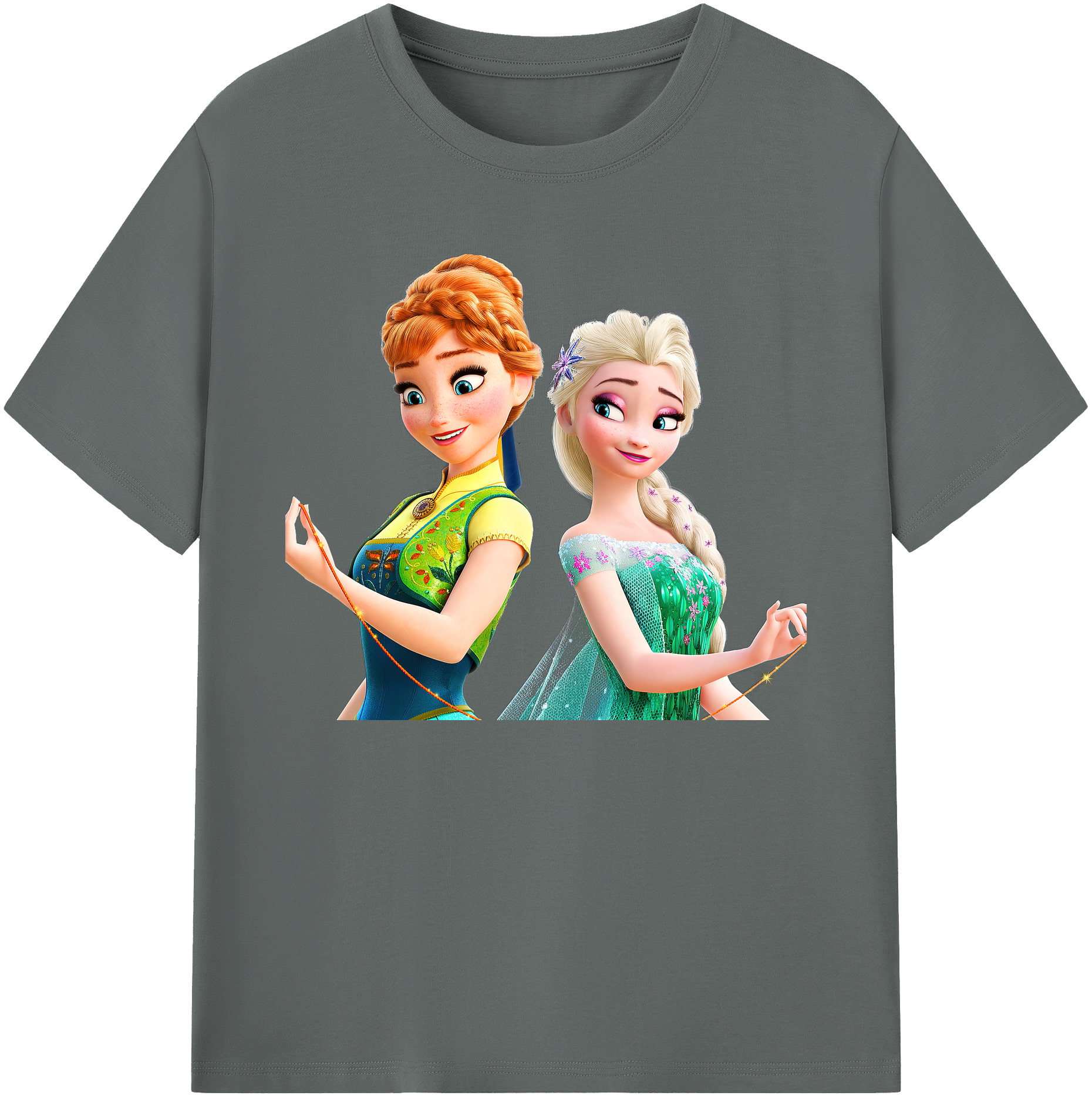 （画像用） アナと雪の女王 アンナ エルサ Frozen Anna Elsa 綿100％ メンズ半袖Tシャツ｜肌触りやわらか＆通気性